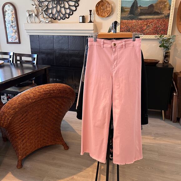 Billabong Jeans Womens Size 28 Pink Wide Leg Flare Raw Hem Cotton Blend Girly - Picture 16 of 16